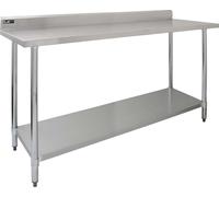 Établi en Acier Inoxydable Préparation Cuisine - 180 cm de Largeur Argenté G