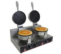 Gaufrier Electrique Professionnel Double Plaque Ronde en Aluminium & PTFE - Anti