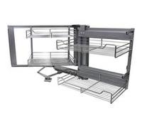 KuKoo - 4 Paniers Coulissants d’Angle, Côté Droit, en Métal pour Placard ou Cabinet de Cuisine Entre 90 - 100cm
