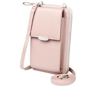 KuKoo Petit Sac à bandoulière pour téléphone Portable avec emplacements pour Cartes de crédit pour Femme, Fermeture éclair Rose, Taille Unique