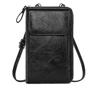 KUKOO Petits sacs à bandoulière pour femme en cuir synthétique avec emplacements pour cartes de crédit, noir