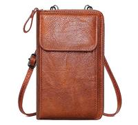 KUKOO Petits sacs à bandoulière pour femme en cuir synthétique avec emplacements pour cartes de crédit, marron