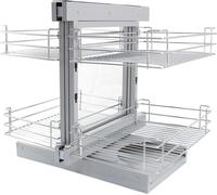 KuKoo RH Paniers en acier inoxydable à extraction magique Armoire d'angle 80-90cm Unité, 4