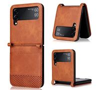 Kukoufey Étui pour Samsung Galaxy Z Flip4, étui pour Samsung SM-F721U Galaxy Z Flip 4 5G UW/SM-F721A SM-F721V SM-F721T SM-F721N SM-F721B étui à rabat en cuir PU marron