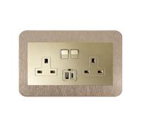 KUKUJIWA 1 plaque de protection pour interrupteur double pour interrupteur, décoration murale pour interrupteur mural (14,6 x 8,6 cm) (champagne)