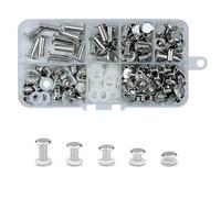 KUKUJIWA 80 Vis de Reliure,Rivets de Reliure à Tête Plate,M5*5/8/10/12/15 mm Rivet à Visser Vis à Chicago,Vis Chicago Screws métal tête ronde chicago stud vis DIY Book Scrapbook Reliure(Argent)