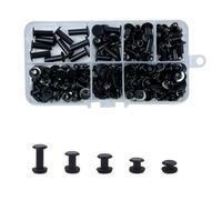 KUKUJIWA 80 Vis de Reliure,Rivets de Reliure à Tête Plate,M5*5/8/10/12/15 mm Rivet à Visser Vis à Chicago,Vis Chicago Screws métal tête ronde chicago stud vis DIY Book Scrapbook Reliure(Noir mat)