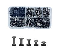 KUKUJIWA 80 Vis de Reliure,Rivets de Reliure à Tête Plate,M5*5/8/10/12/15 mm Rivet à Visser Vis à Chicago,Vis Chicago Screws métal tête ronde chicago stud vis DIY Book Scrapbook Reliure(Noir brillant)