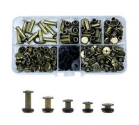 KUKUJIWA 80 Vis de Reliure,Rivets de Reliure à Tête Plate,M5*5/8/10/12/15 mm Rivet à Visser Vis à Chicago,Vis Chicago Screws métal tête ronde chicago stud vis DIY Book Scrapbook Reliure (Bronze)
