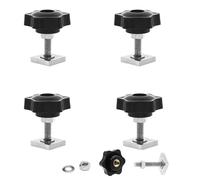 KUKUJIWA Lot de 4 boulons pour rails en T, M6 x 35 mm, vis coulissantes M6, adaptateur avec écrous et rondelles, acier inoxydable, vis coulissantes, en T, adaptateurs pour rainures en T pour supports