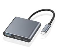 KUKUPOW Adaptateur USB C vers HDMI, adaptateur USB C vers HDMI 3 en 1 multi-ports, prend en charge les résolutions vidéo jusqu'à 4K UHD, convient pour souris clavier TV clé USB Ordinateur Tablet PC