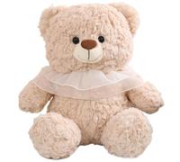 KUKUShining Ours en Peluche, Douce Et Câline Princesse Ours avec Bavoir en Dentelle Jouet en Peluche Cadeau for Enfants Et Petites Amies(Khaki,35cm/13.8in)