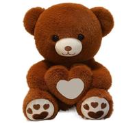 KUKUShining Ours en Peluche, Peluche Douce Et Câline en Forme De Cœur pour Une Petite Amie Ou Un Amoureux(Brown,35cm/13.8in)
