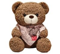 KUKUShining Ours en Peluche, Poupée Douce Et Câline avec Écharpe Rose Ours Assis Jouet en Peluche Cadeau for Enfants Petite Amie(Brown)