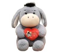 KUKUShining Peluche Âne, Doux Animal À Câliner Ânes avec des Cœurs en Peluche Jouet Décoratif pour La Maison Idéal comme Cadeau(22cm/8.7in)