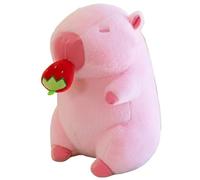 KUKUShining Peluche Capybara, Adorable Peluche Douce avec Bouche Fruitée À Tirer Rose Moelleuse Cadeau for Enfants(Strawberry,30cm/11.8in)