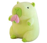 KUKUShining Peluche Capybara, Adorable Peluche Douce avec Bouche Fruitée À Tirer Rose Moelleuse Cadeau for Enfants(Greenstrawberry,40cm/15.7in)