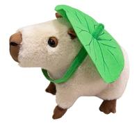 KUKUShining Peluche Capybara, Animal Câlin avec Feuille De Lotus Cochon d'Inde Réaliste Animaux en Peluche Cadeaux pour Enfants(White,36cm/14.1in)