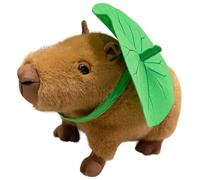 KUKUShining Peluche Capybara, Animal Câlin avec Feuille De Lotus Cochon d'Inde Réaliste Animaux en Peluche Cadeaux pour Enfants(Brown,26cm/10.2in)