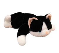 KUKUShining Peluche Chat, Doux Et Câlin Chat Calico Animal en Peluche Réaliste Chaton Cadeau for Enfants Garçons Et Filles(Black,45cm/17.7in)