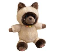KUKUShining Peluche Chat Siamois, Douce Réaliste Chaton Câlin for Cadeau Danniversaire Canapé(45cm/17.7in)