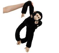 KUKUShining Peluche Chimpanzé À Suspendre, Adorable Douce Gorille À Long Bras avec Bébé Jouet en Peluche pour Décoration De La Maison(Black)