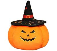 KUKUShining Peluche Citrouille d'halloween, Coussin Fantôme Doux avec Chapeau De Sorcière Jouet Décoratif Mignon pour Enfants Garçons Filles(Black,50cm/19.68in)