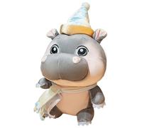 KUKUShining Peluche Hippo, Peluche Hippopotame Réaliste avec Lunettes De Soleil Écharpe Jupe Compagnon De Jeu Doux Et Câlin pour Enfants(Khaki)