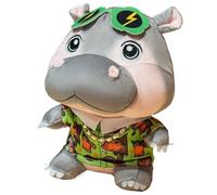 KUKUShining Peluche Hippo, Peluche Hippopotame Réaliste avec Lunettes De Soleil Écharpe Jupe Compagnon De Jeu Doux Et Câlin pour Enfants(Green)