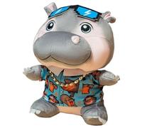 KUKUShining Peluche Hippo, Peluche Hippopotame Réaliste avec Lunettes De Soleil Écharpe Jupe Compagnon De Jeu Doux Et Câlin pour Enfants(Blue)