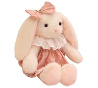 KUKUShining Peluche Lapin, Jupe Câline Animaux en Peluche Poupée avec Nœud Lapin Aux Oreilles Tombantes Oreiller Câlin Jouet pour Enfants(Pink)