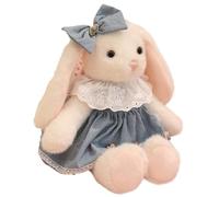 KUKUShining Peluche Lapin, Jupe Câline Animaux en Peluche Poupée avec Nœud Lapin Aux Oreilles Tombantes Oreiller Câlin Jouet pour Enfants(Blue)
