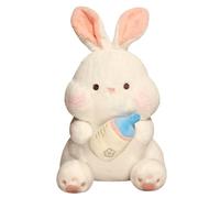 KUKUShining Peluche Lapin, Oreiller Doux avec Biberon Adorable Lapin Rose en Peluche pour Pâques Et Noël(45cm/17.7in)