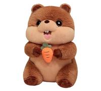 KUKUShining Peluche Marmotte, Coussin Mignon en Forme De Marmotte avec Carotte Jouet en Peluche Doux pour Jouer Et Collectionner(Brown,28cm/11in)