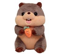 KUKUShining Peluche Marmotte, Coussin Mignon en Forme De Marmotte avec Carotte Jouet en Peluche Doux pour Jouer Et Collectionner(Coffee,28cm/11in)