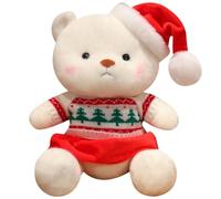 KUKUShining Peluche Ours en Peluche, Adorable avec Un Chapeau De Père Noël Oreiller Moelleux Poupées for Cadeaux De Noël for Enfants Et Petites Amies(Women)