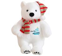 KUKUShining Peluche Ours Polaire De Noël, Poupée Animal Câline avec Écharpe Et Chapeau Peluches Ours Blancs Moelleux for La Saint Valentin(Blue,33cm/13in)