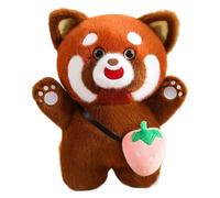 KUKUShining Peluche Panda Roux, Adorable Panda Peluche Douce avec Sac À Dos De Fruit pour La Saint Valentin Ou Un Anniversaire(Pink,30cm/11.8in)