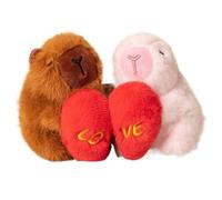 KUKUShining Porte Clés en Peluche Capybara, Adorable Animal en Peluche Capybara Tenant Un Cœur Douce Jouets Poupée Cadeaux pour La Saint Valentin(Type-1)