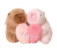 KUKUShining Porte Clés en Peluche Capybara, Adorable Animal en Peluche Capybara Tenant Un Cœur Douce Jouets Poupée Cadeaux pour La Saint Valentin(Type-3)