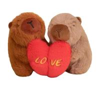 KUKUShining Porte Clés en Peluche Capybara, Adorable Animal en Peluche Capybara Tenant Un Cœur Douce Jouets Poupée Cadeaux pour La Saint Valentin(Type-2)