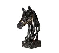 KUKUUU Figurine de cheval - Statue abstraite - Décoration pour la maison, le bureau, la bibliothèque, le bureau (noir)