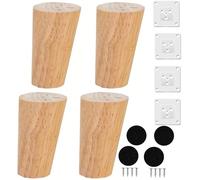 KUKUUU Lot de 4 pieds de meubles en bois de rechange pour canapé-lit, fauteuil, armoire (4 pièces - 10 cm)