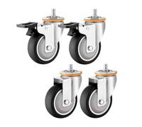 KUKUUU Lot de 4 roulettes TPR pour meubles avec roulements à billes pour chariot, meubles et établi (couleur : M12 x 25 mm, taille : 6,3 cm)