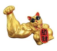 KUKUUU Statue d'art Cadeaux Figurines de collection Chat porte-bonheur chinois traditionnel agitant le bras Bonne chance Feng Shui Décoration intérieure (couleur : vol d'or)