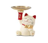 KUKUUU Statue de chat porte-bonheur avec plateau de rangement pour la maison, bibliothèque, décoration de salon