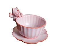 KUKUUU Statue de cochon en céramique avec tasse à thé