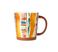 KUKUUU Tasse à café en céramique colorée de 430 ml, grande capacité, for le petit-déjeuner, le bureau, le thé au lait(A)