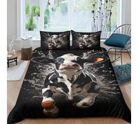 KUKUUU Vache tachetée 3D Imprimé Animaux Housses De Couettes Housse De Couette pour Adultes Et Enfants avec Taies Parure De Lit E avec Fermeture À Glissière Microfibr 3 Pièces King（220x240cm）