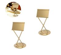 Kukyller 2Pcs Card Holder for Desk Business Cards,Stainless Steel Business Card Holder Card of Seat Number for Office Business Meetings and Parties (Stainless steel color) (Gold)